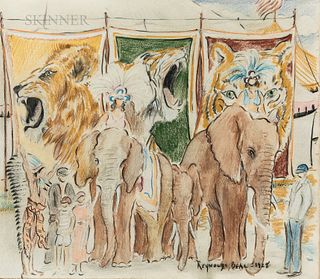 Reynolds Beal (American, 1867-1951) Untitled/Elephants at the Circus