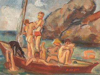 Bernard Karfiol (American, 1886-1952) Sketch for Boys in Boat (Ogunquit)