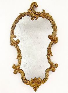 19th C. Rococo Hand Carved Floral Gilt Frame Mirror