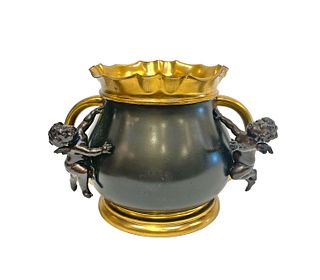 A Patinated Bronze & Ormolu Jardiniere/Vase