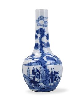 Chinese B & W Globular Vase w/ Figures, 19th C.