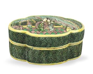 Chinese Sancai Glazed Covered Box, 19th C.