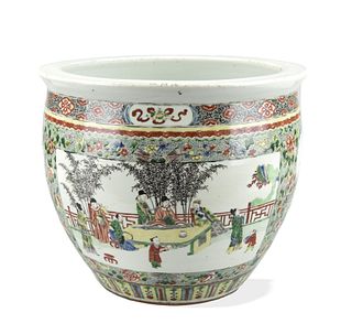 Chinese Famille Verte "Figural" Jar, 19th C.