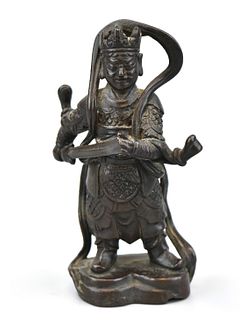 Chinese Cast Bronze Buddha of Guardian, Ming D.