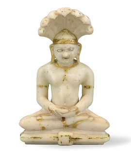 Indian Gilt Marble Stone Carved Buddha,19th C.
