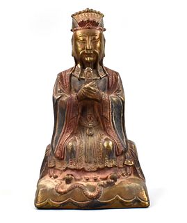 Chinese Gilt Lacquer Coated Bronze Figure,Qing D.