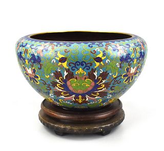 Chinese Cloisonne Water Jar and Base ,19th C.