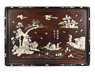 Chinese Rosewood Tea Tray inlaid w/ MOP