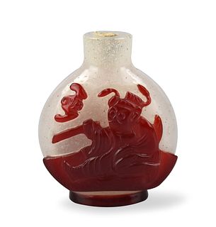 Chinese Glass Snuff Bottle w/"Zhongkui",19th C.