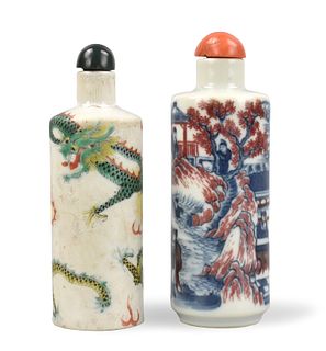 Two Chinese Porcelain Snuff Bottles, 19th C.