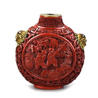 Chinese Red Lacquer Carved Snuff Bottle