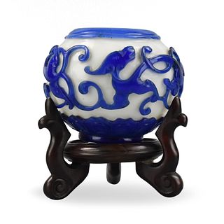 Chinese Peking Glass Waterpot w/ Dragon,19th C