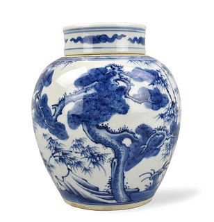 Chinese Blue & White "3 Friends" Jar ,Yongzheng P.