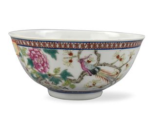 Chinese Famille Rose Flower & Bird Bowl,19th C.
