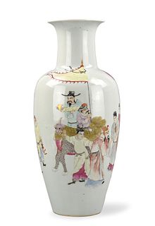 Chinese Famille Rose Guanyin Vase w/Figures, ROC P