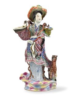 Chinese Porcelain "Magu" Figure w/ Deer,19th C.