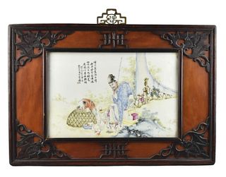 Chinese Painted Figiral Plaque, 19/20th C.