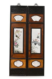 2 Chinese Famille Rose Panels, ROC Period