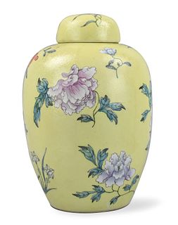 Chinese Yellow &Famille Rose Covere Jar,Qianlong P