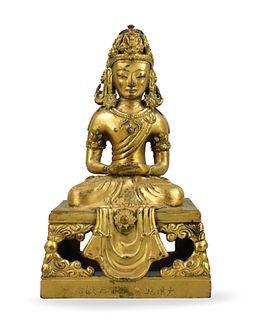 Chinese Gilt Bronze Seated Figure, 18th C.