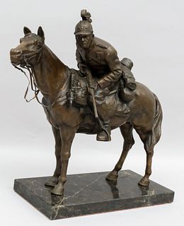 Antique Bronze Sculpture of Soldier on Horseback