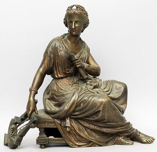 Bronze of Calliope Playing Lyre by Duchoiselle