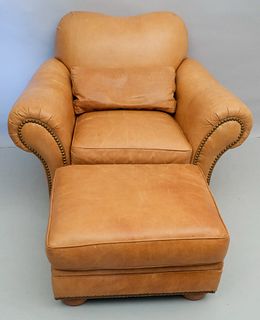 Leather Club Chair and Hassock