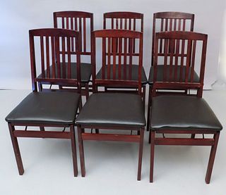 Set of Six Wooden Folding Chairs