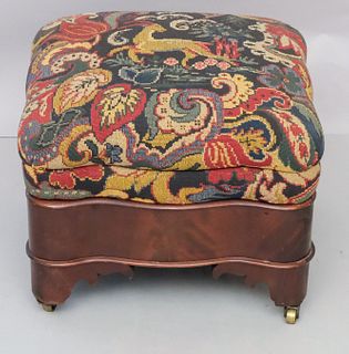 Empire Footstool with Needlepoint of Stag