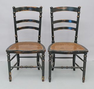 Pair of Regency Style Faux Bamboo Side Chairs