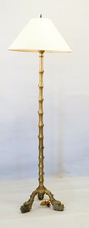 Large Chinese Bronze Faux Bamboo Floor Lamp