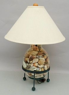 Glass Encased Shell Lamp with Metal Base