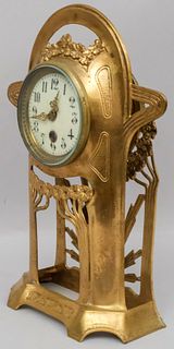 Brass Art Nouveau Mantle Clock