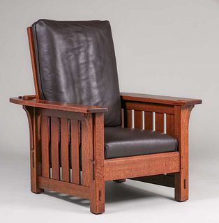 L&JG Stickley #498 Slatted Morris Chair c1910