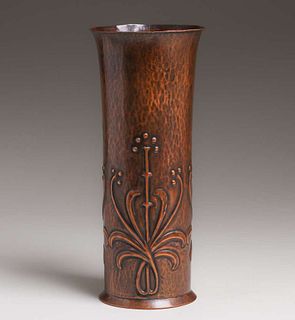 Keswick School of Industrial Arts Hammered Copper Vase c1900