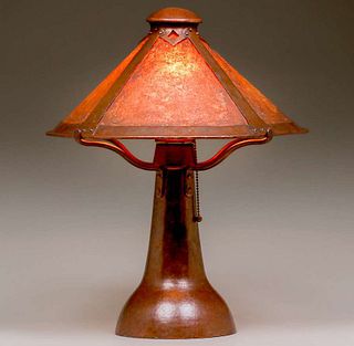 Dirk van Erp - D'Arcy Gaw Hammered Copper & Mica Lamp c1910