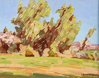 Conrad Buff (1886-1975) Oil Painting on Board Trees c1950s