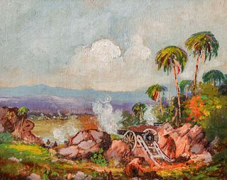 Samuel Tilden Daken Painting "Sketch on the FiringÂ  Line in Mexico Near Maztland" 1915