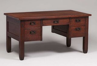 Roycroft #059 Oak Five-Drawer Desk c1905