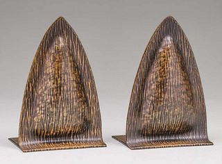 E.T.C. Fish - Tioga, PA Hammered Brass Bookends c1910