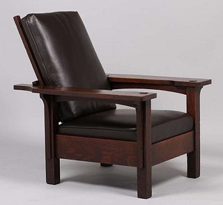 L&JG StickleyÂ Paddle-Arm Morris Chair c1907