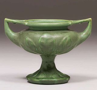 Hampshire Pottery Matte Green Two-Handle Vase c1910