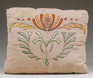 Arts & Crafts Hand Embroidered Pillow c1910