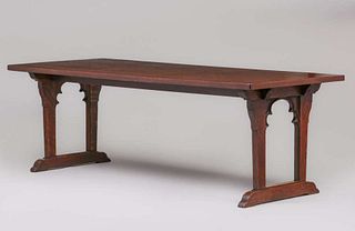 Gothic Arts & Crafts Trestle Table c1905