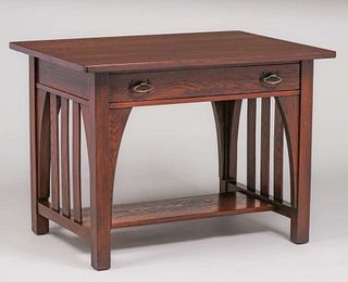 Limbert Slatted One-Drawer Library Table c1910