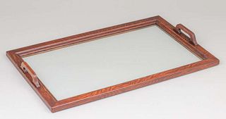 Stickley Brothers Oak & Glass Serving Tray c1910
