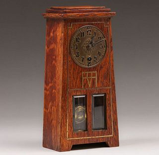 Austrian Arts & Crafts Oak Mantle Clock c1905