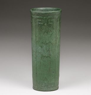 Arts & Crafts Matte Green Cylinder Vase c1910s