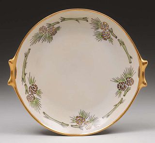 American Hand Decorated Bavarian Porcelain Two-Handled Plate c1910