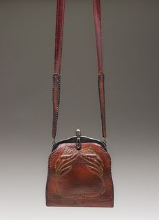 Arts & Crafts Hand-Tooled Leather Purse c1915
